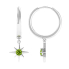 1/4 CT Peridot Starburst Hoop Drop Earrings Peridot - ( AAA ) - Quality - Rosec Jewels