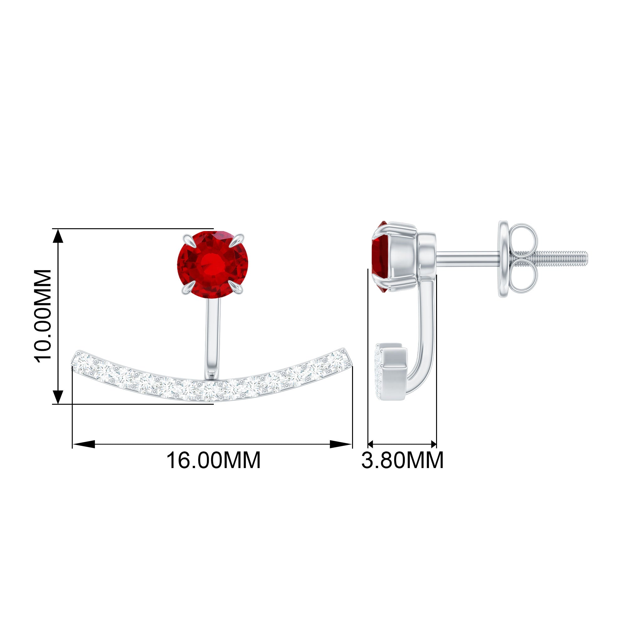 1 CT Lab Grown Ruby and Diamond Classic Jacket Earrings Lab Created Ruby - ( AAAA ) - Quality - Rosec Jewels