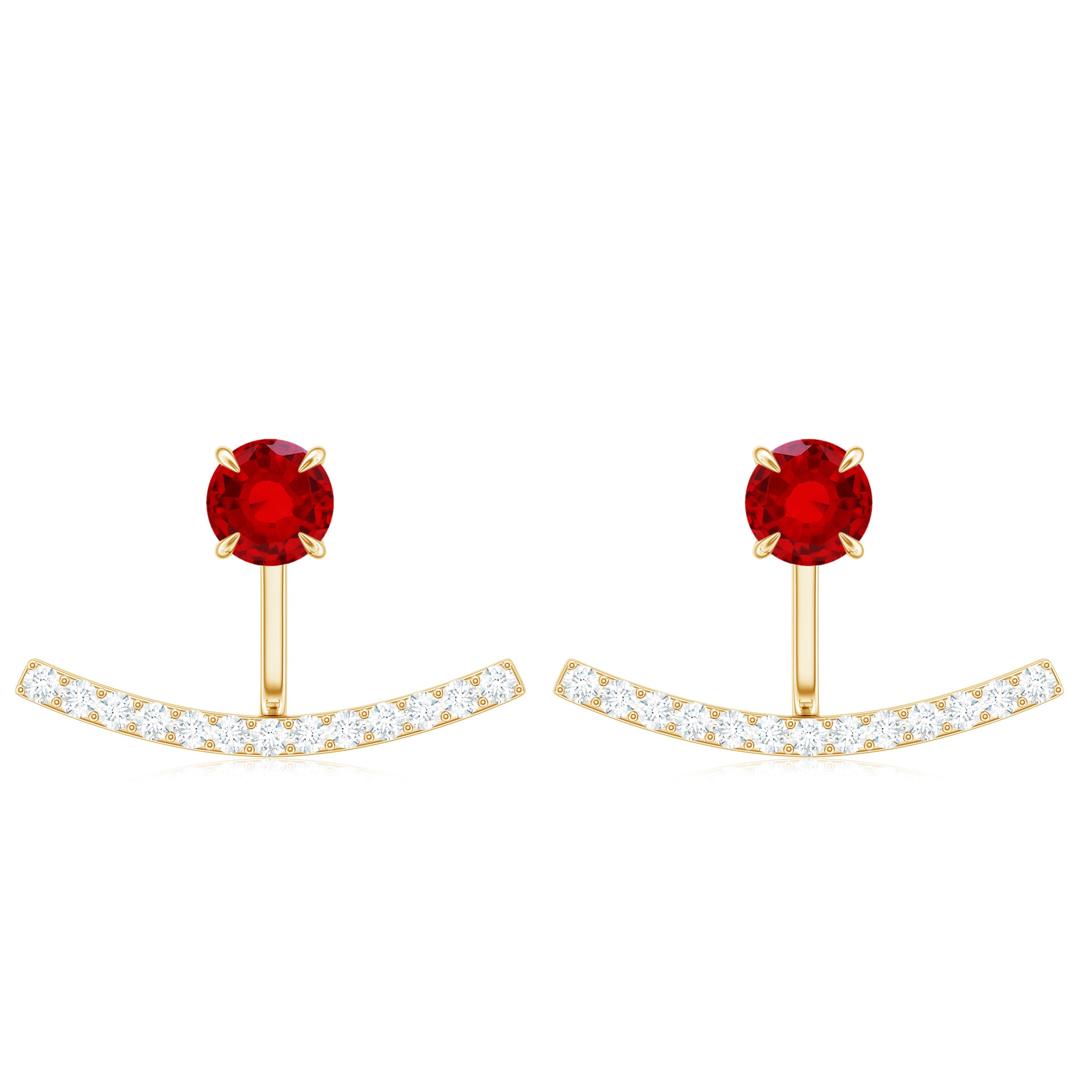 1 CT Lab Grown Ruby and Diamond Classic Jacket Earrings Lab Created Ruby - ( AAAA ) - Quality - Rosec Jewels