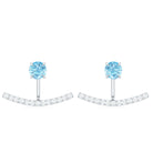 Classic Aquamarine and Diamond Earring Jacket Aquamarine - ( AAA ) - Quality - Rosec Jewels