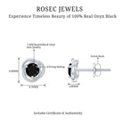 5 MM Black Onyx Solitaire and Gold Swirl Stud Earrings Black Onyx - ( AAA ) - Quality - Rosec Jewels