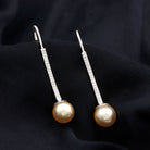 South Sea Pearl and Diamond Drop Earring with Fish Hook Closure South Sea Pearl - ( AAA ) - Quality - Rosec Jewels