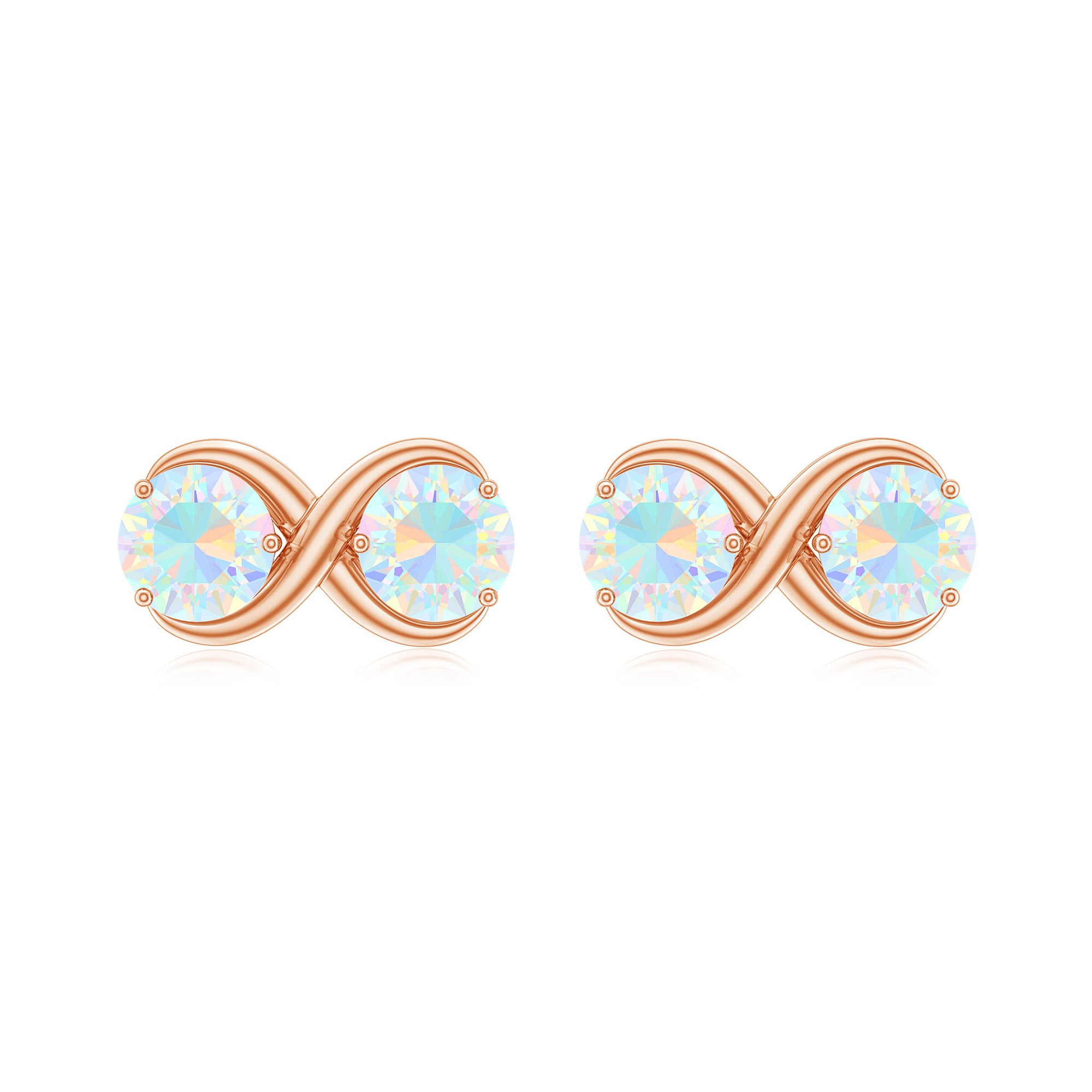 1 CT Simple Ethiopian Opal Two Stone Infinity Stud Earrings Ethiopian Opal - ( AAA ) - Quality - Rosec Jewels