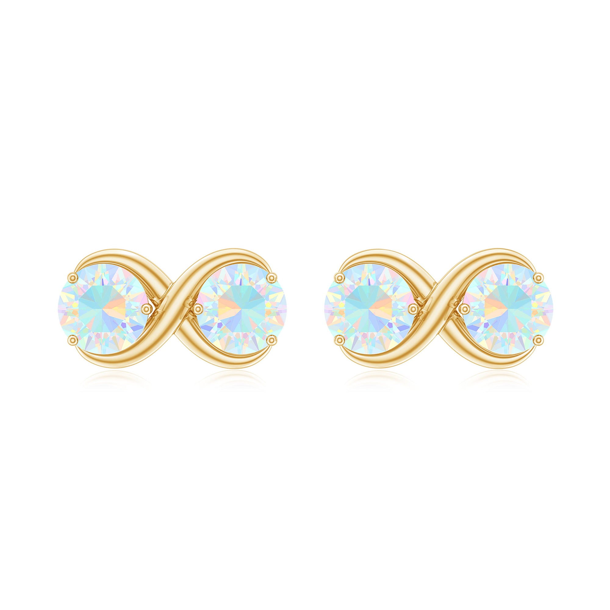 1 CT Simple Ethiopian Opal Two Stone Infinity Stud Earrings Ethiopian Opal - ( AAA ) - Quality - Rosec Jewels