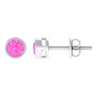 0.75 CT Pink Sapphire Solitaire Stud Earrings in Bezel Setting Pink Sapphire - ( AAA ) - Quality - Rosec Jewels