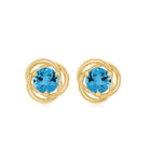 1.25 CT Solitaire Swiss Blue Topaz and Gold Swirl Stud Earrings Swiss Blue Topaz - ( AAA ) - Quality - Rosec Jewels