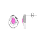 Classic Pink Sapphire and Diamond Teardrop Stud Earrings Pink Sapphire - ( AAA ) - Quality - Rosec Jewels