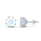 2.25 CT Natural Moonstone Solitaire Bridal Stud Earrings with Diamond Moonstone - ( AAA ) - Quality - Rosec Jewels