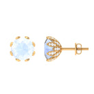 2.25 CT Natural Moonstone Solitaire Bridal Stud Earrings with Diamond Moonstone - ( AAA ) - Quality - Rosec Jewels