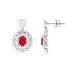 1.50 CT Created Ruby and Diamond Bridal Drop Earrings Lab Created Ruby - ( AAAA ) - Quality - Rosec Jewels