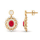 1.50 CT Created Ruby and Diamond Bridal Drop Earrings Lab Created Ruby - ( AAAA ) - Quality - Rosec Jewels