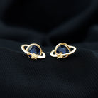 2 CT Solitaire Blue Sapphire Celestial Stud Earrings in Bezel Setting Blue Sapphire - ( AAA ) - Quality - Rosec Jewels