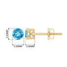 Swiss Blue Topaz Solitaire Stud Earrings in 4 Prong Setting Swiss Blue Topaz - ( AAA ) - Quality - Rosec Jewels