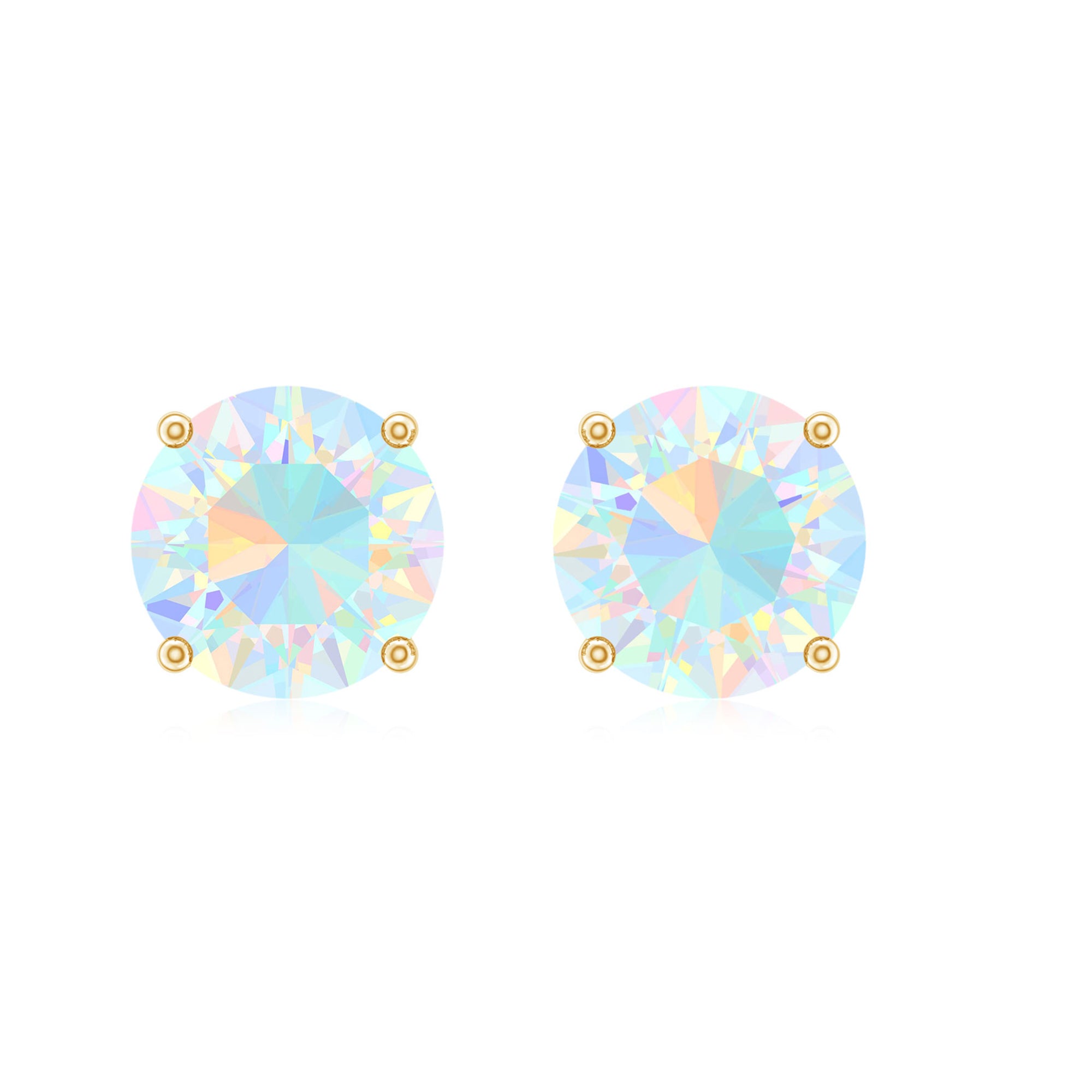 0.50 CT Ethiopian Opal Solitaire Stud Earrings in 4 Prong Setting Ethiopian Opal - ( AAA ) - Quality - Rosec Jewels