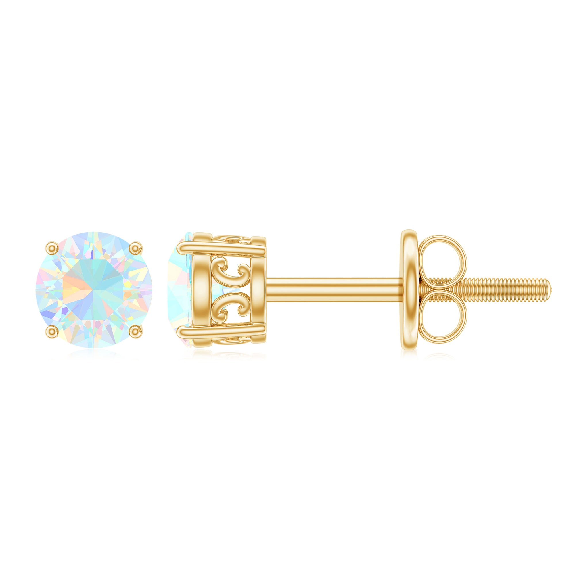 0.50 CT Ethiopian Opal Solitaire Stud Earrings in 4 Prong Setting Ethiopian Opal - ( AAA ) - Quality - Rosec Jewels