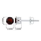 Genuine Garnet Solitaire Stud Earrings Garnet - ( AAA ) - Quality - Rosec Jewels