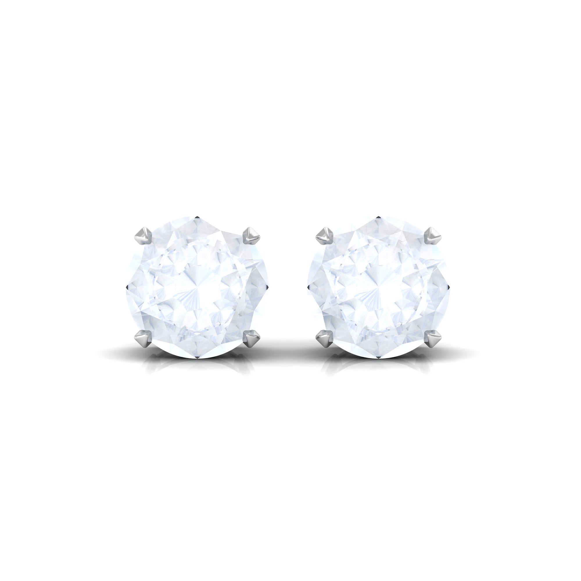 Claw Set Solitaire Moonstone Stud Earrings Moonstone - ( AAA ) - Quality - Rosec Jewels