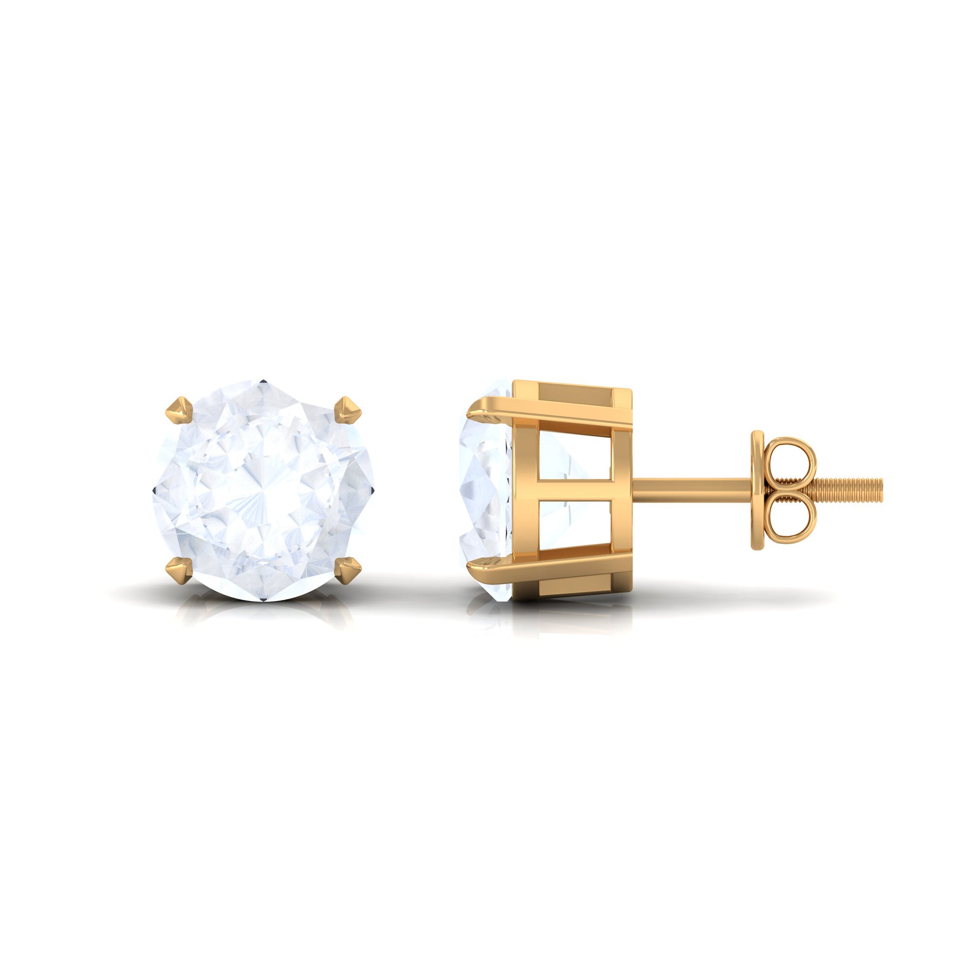 Claw Set Solitaire Moonstone Stud Earrings Moonstone - ( AAA ) - Quality - Rosec Jewels