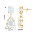 4.75 CT Classic Moonstone Dangle Earrings with Diamond Moonstone - ( AAA ) - Quality - Rosec Jewels