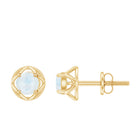 Solitaire Moonstone Flower Stud Earrings Moonstone - ( AAA ) - Quality - Rosec Jewels