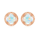 Simple Ethiopian Opal Solitaire Flower Stud Earrings Ethiopian Opal - ( AAA ) - Quality - Rosec Jewels