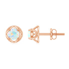 Simple Ethiopian Opal Solitaire Flower Stud Earrings Ethiopian Opal - ( AAA ) - Quality - Rosec Jewels