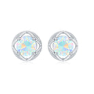 Simple Ethiopian Opal Solitaire Flower Stud Earrings Ethiopian Opal - ( AAA ) - Quality - Rosec Jewels