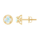 Simple Ethiopian Opal Solitaire Flower Stud Earrings Ethiopian Opal - ( AAA ) - Quality - Rosec Jewels