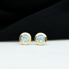 Bezel Set Sky Blue Topaz Solitaire Stud Earrings Sky Blue Topaz - ( AAA ) - Quality - Rosec Jewels