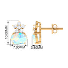 2.25 CT Oval Ethiopian Opal Minimal Stud Earrings with Floral Diamond Accent Ethiopian Opal - ( AAA ) - Quality - Rosec Jewels