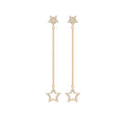 Diamond Star Chain Dangle Earrings Diamond - ( HI-SI ) - Color and Clarity - Rosec Jewels