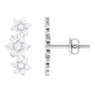 April Birthstone Diamond Floral Climber Earrings Diamond - ( HI-SI ) - Color and Clarity - Rosec Jewels