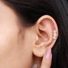 April Birthstone Diamond Floral Climber Earrings Diamond - ( HI-SI ) - Color and Clarity - Rosec Jewels