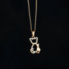 Certified Diamond Kitty Cat Pendant Necklace Diamond - ( HI-SI ) - Color and Clarity - Rosec Jewels