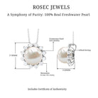 Freshwater Pearl and Moissanite Cocktail Flower Pendant Necklace - Rosec Jewels