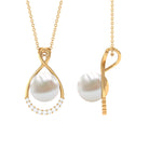 Freshwater Pearl and Diamond Pendant Necklace Freshwater Pearl - ( AAA ) - Quality - Rosec Jewels