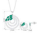 Natural Emerald and Moissanite Cocktail jewelry Set in Gold Emerald - ( AAA ) - Quality - Rosec Jewels