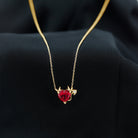 Created Ruby Devil Heart Necklace with Moissanite Lab Created Ruby - ( AAAA ) - Quality - Rosec Jewels