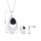 4 CT Black Onyx and Moissanite Teardrop Bridal Pendant Earrings Set Black Onyx - ( AAA ) - Quality - Rosec Jewels