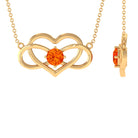 Solitaire Orange Sapphire Infinity Heart Necklace Orange Sapphire - ( AAA ) - Quality - Rosec Jewels