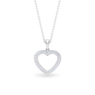 Round Cubic Zirconia Open Heart Pendant Zircon - ( AAAA ) - Quality - Rosec Jewels