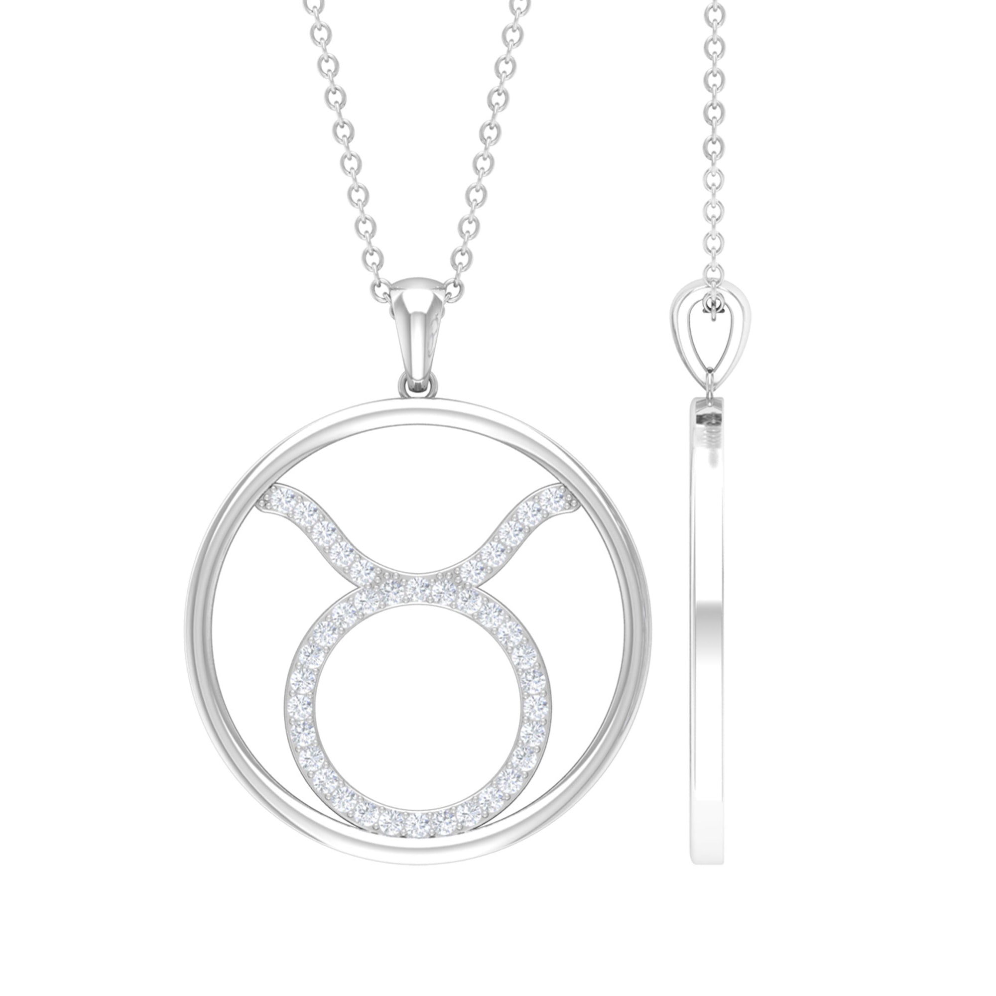 Taurus Sign Pendant Necklace With Moissanite - Rosec Jewels