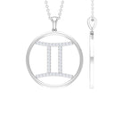 Certified Moissanite Gemini Zodiac Sign Pendant Necklace Moissanite - ( D-VS1 ) - Color and Clarity - Rosec Jewels