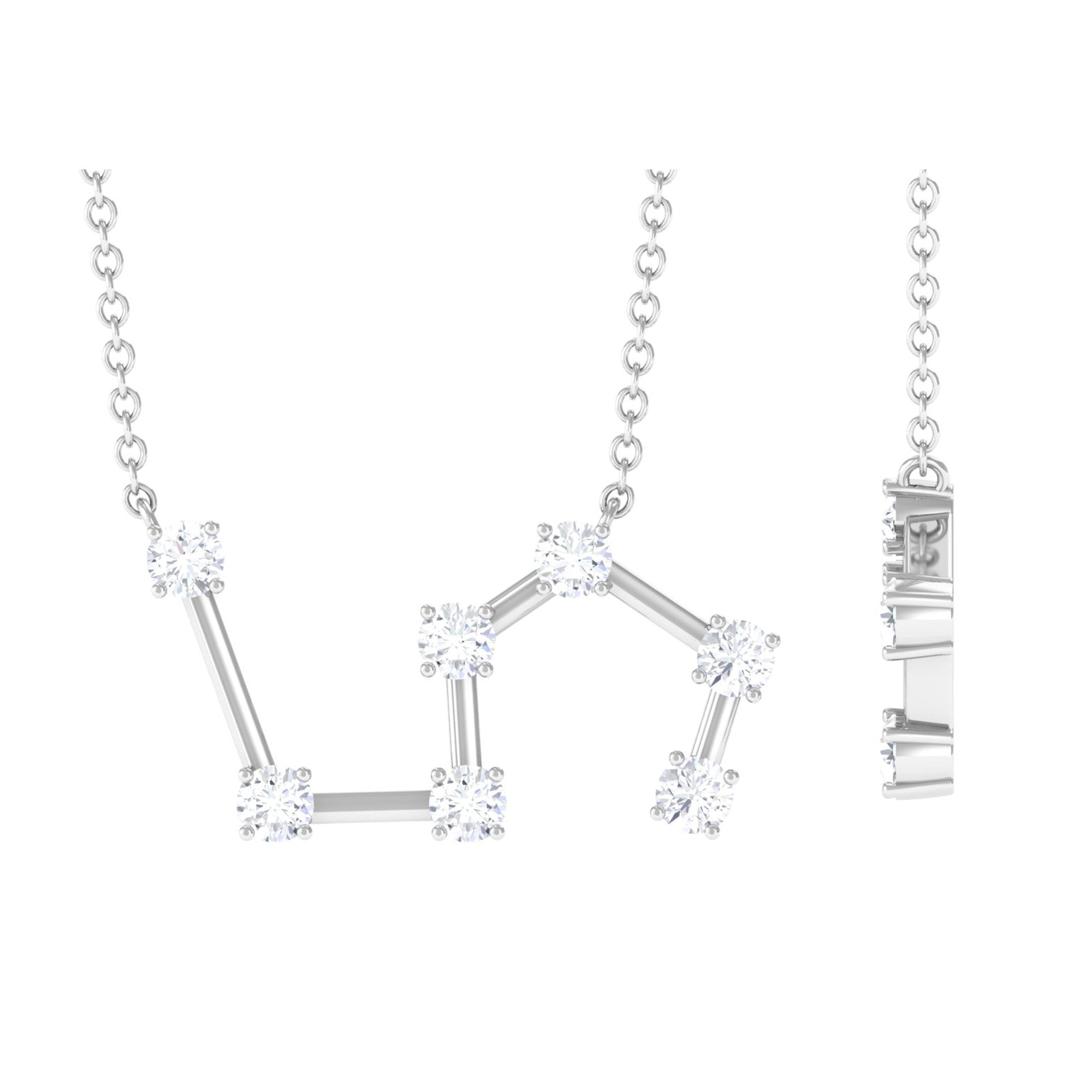 Moissanite Constellation Leo Zodiac Sign Necklace Moissanite - ( D-VS1 ) - Color and Clarity - Rosec Jewels