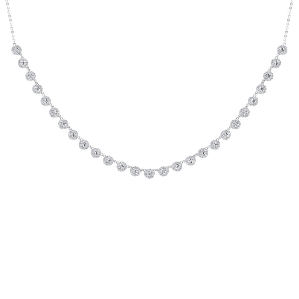 Round Moissanite Bridal Station Chain Necklace - Rosec Jewels