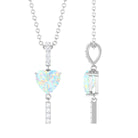 Heart Shape Ethiopian Opal Drop Pendant Necklace with Diamond Ethiopian Opal - ( AAA ) - Quality - Rosec Jewels