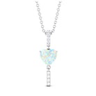 Heart Shape Ethiopian Opal Drop Pendant Necklace with Diamond Ethiopian Opal - ( AAA ) - Quality - Rosec Jewels