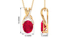 Designer Oval Created Ruby Solitaire Pendant with Diamond Twisted Bail Lab Created Ruby - ( AAAA ) - Quality - Rosec Jewels