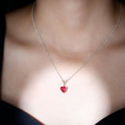 2 CT Heart Shape Created Ruby Solitaire Necklace in Gold Lab Created Ruby - ( AAAA ) - Quality - Rosec Jewels