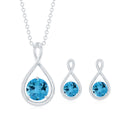 Swiss Blue Topaz Solitaire Pendant and Earring Set with Infinity Design Swiss Blue Topaz - ( AAA ) - Quality - Rosec Jewels